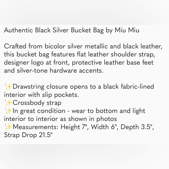 Miu Miu Metallic/Black Bucket Bag - Picture 8 of 9